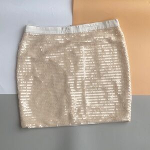 Cache Cream Sequin Mini Skirt